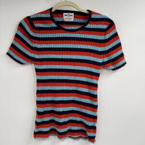 Brora Anniversary Collection Striped Cashmere Ribbed Sweater Womens 12-14 Multi